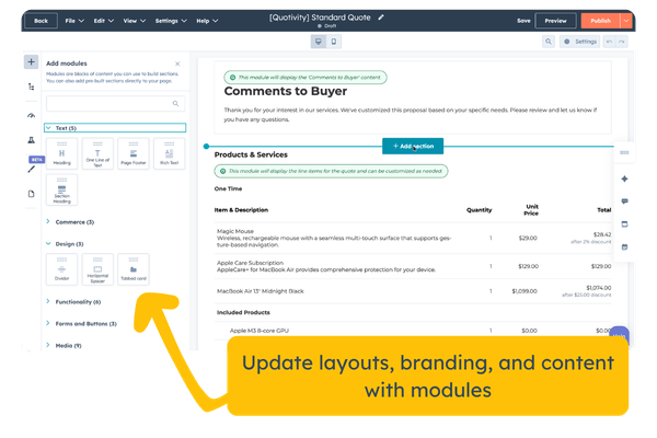 GA - Templates - Visual Editor with modules