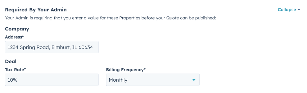 Required By Admin Fields Quote Builder