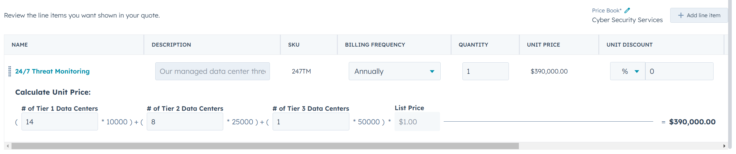 Calculate total cost for type of locations