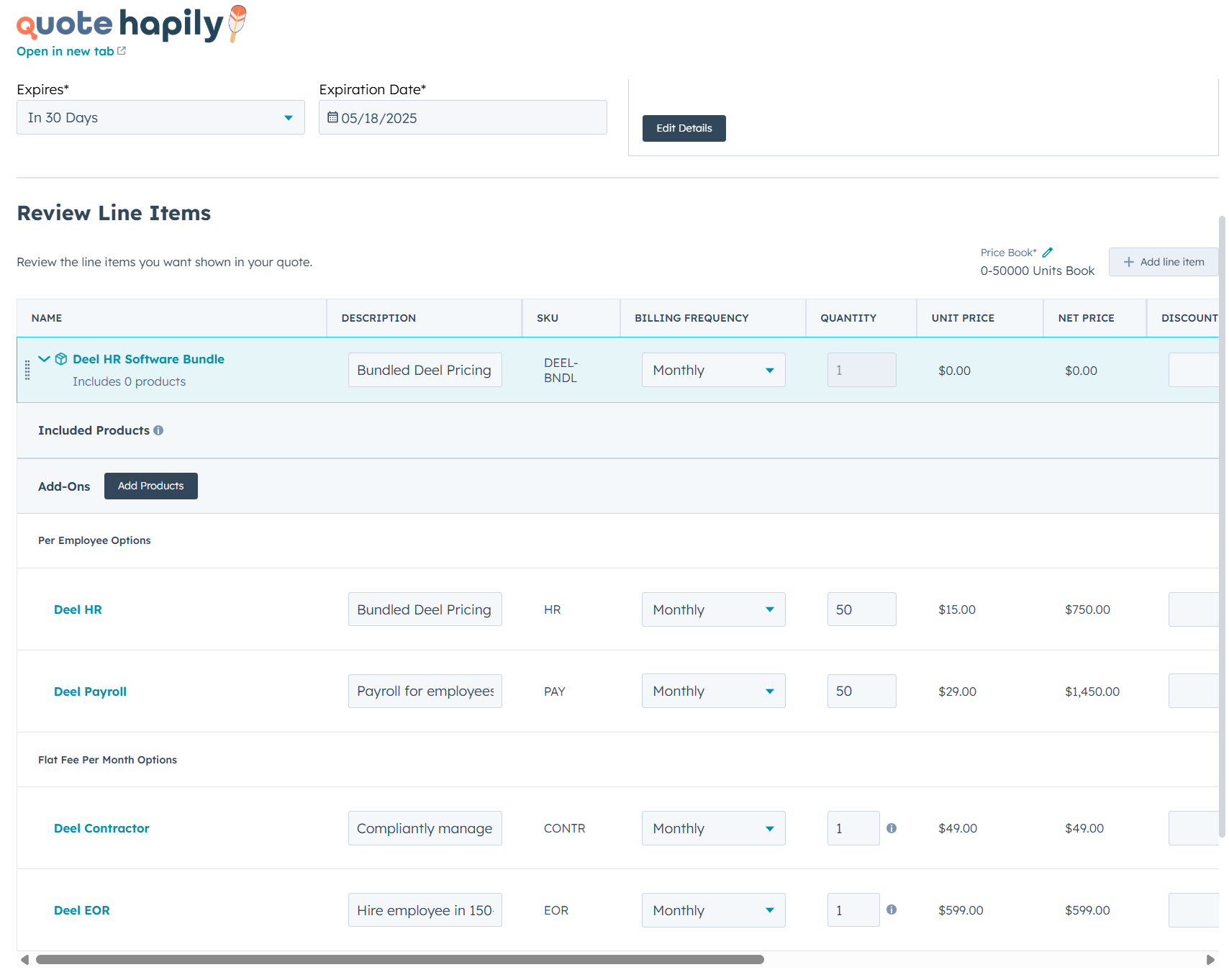 Leave Included Products Blank