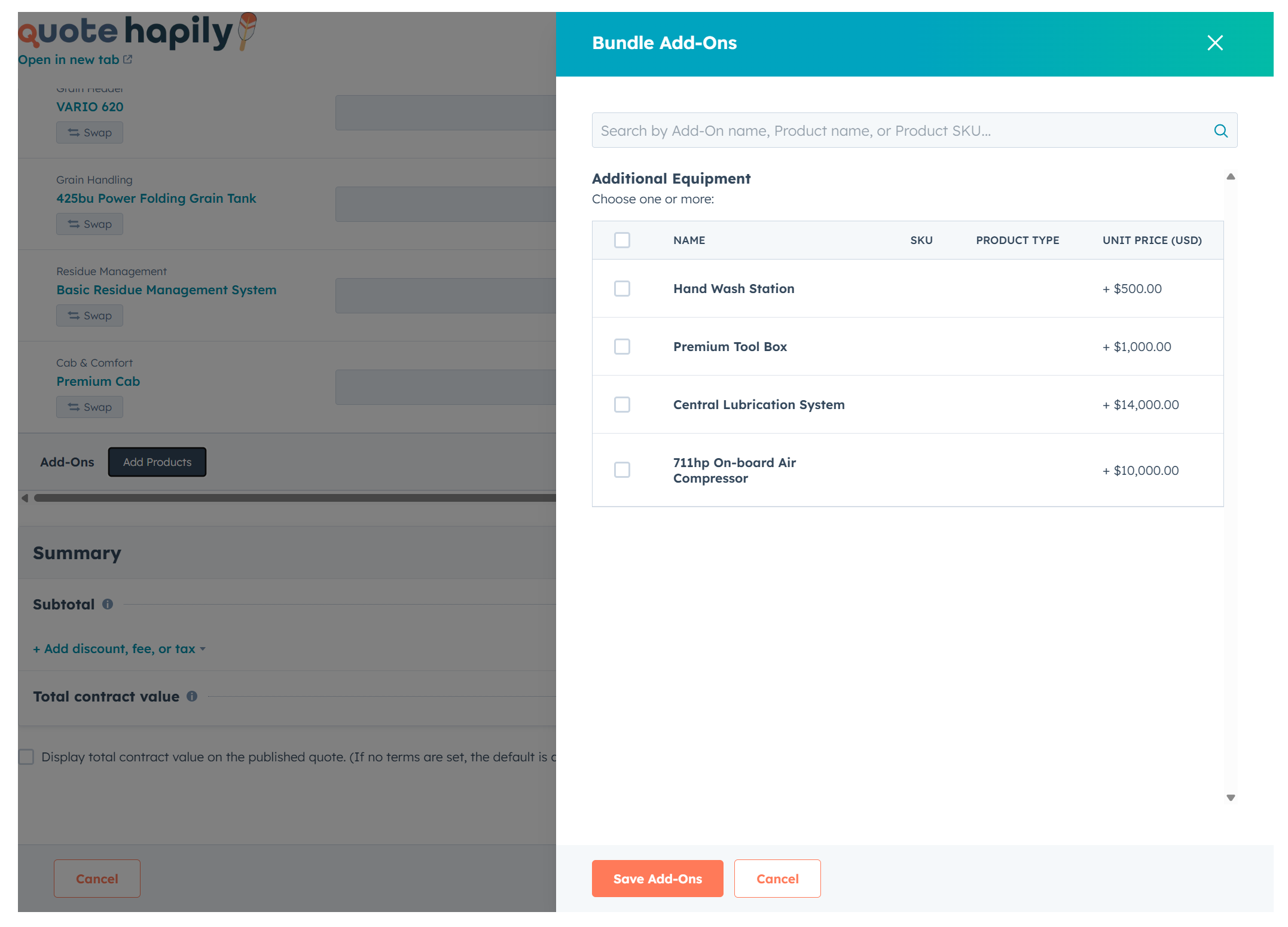 Create Add-On Sections for Optional Gear