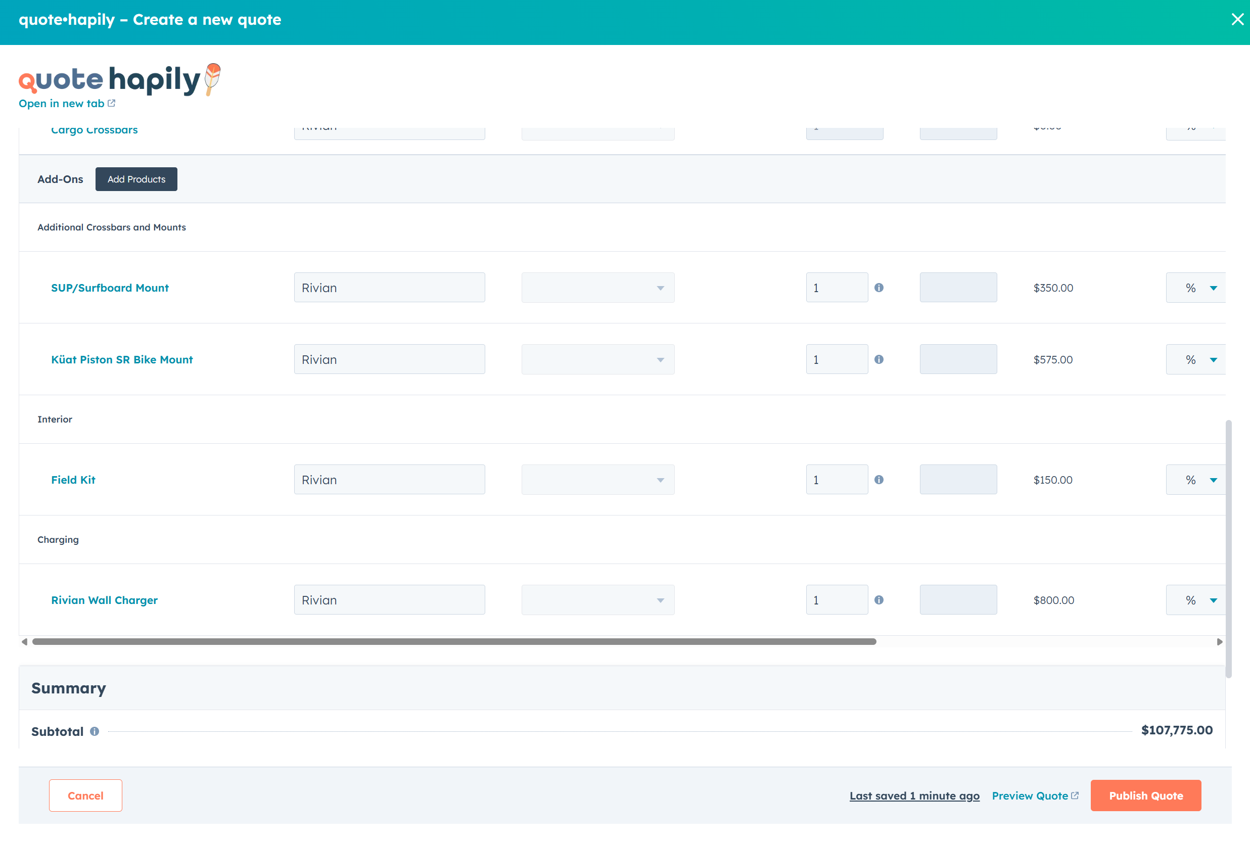 Use Price Adjustments per Selection