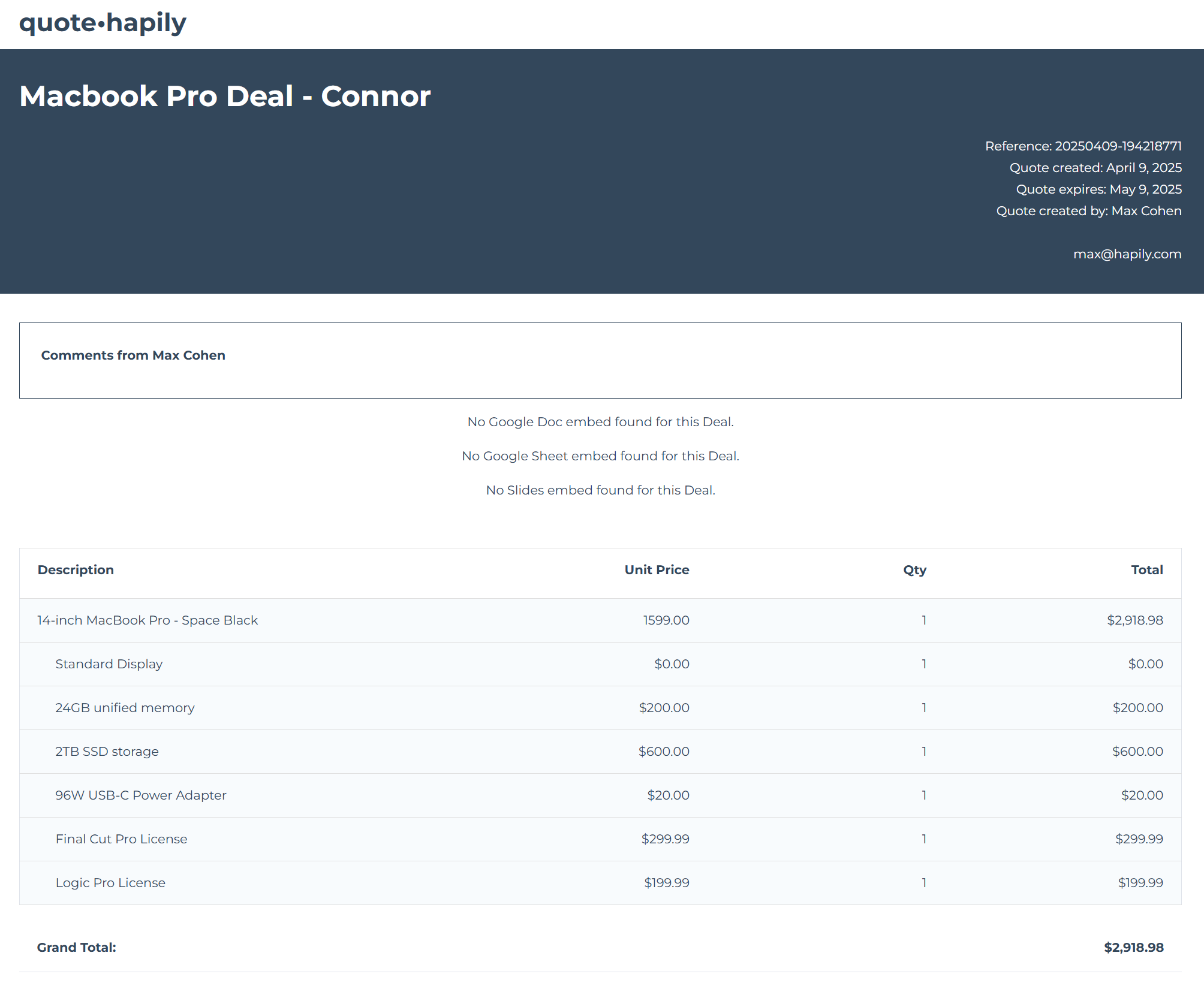 Design the Quote Experience