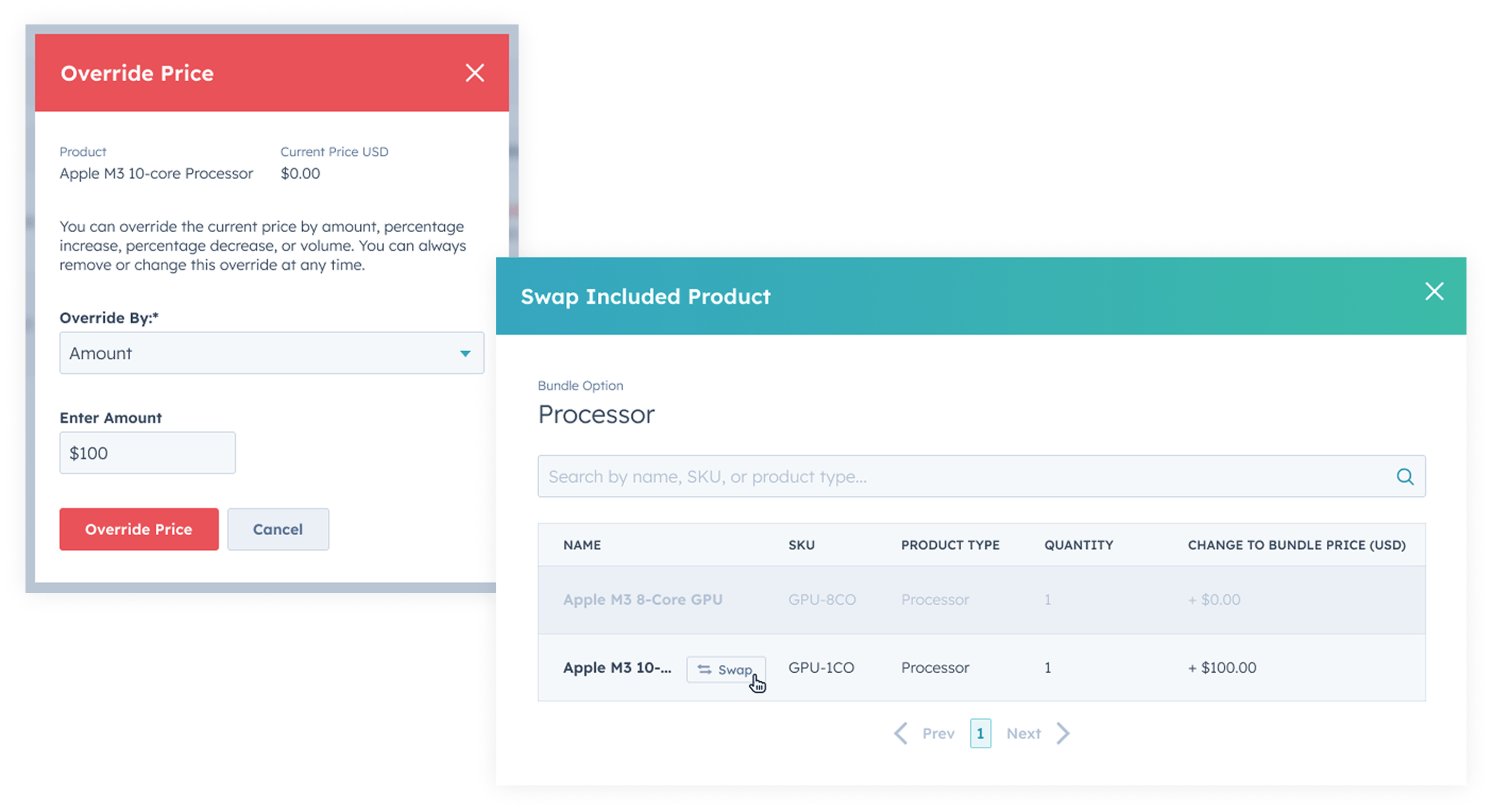 When Admins override prices of Included Bundle Products, Sales Reps can see that choosing those Products in their Quote will increase the price of the Bundle