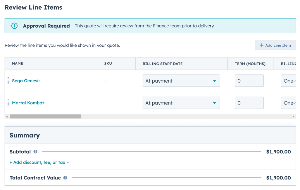 A rep generating a quote in HubSpot with Quotivity