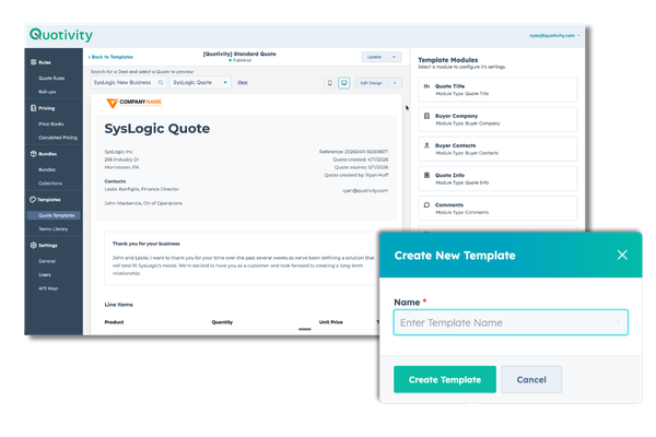 One-click template generation in Quotivity